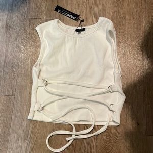 Trendy white criss-cross tank top size S